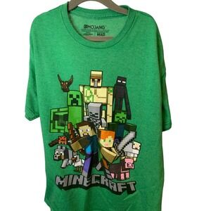Minecraft Graphic T-Shirt Kids Large Green Gamer Characters Tee